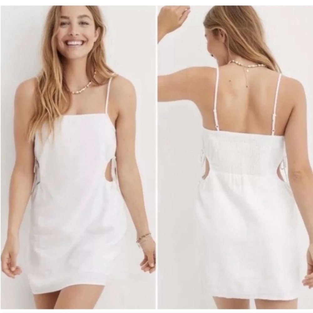 Aerie White Mini Dress with Cut-Out Sides